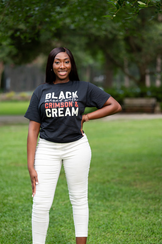 Black Mixed With Crimson And Cream T-Shirt