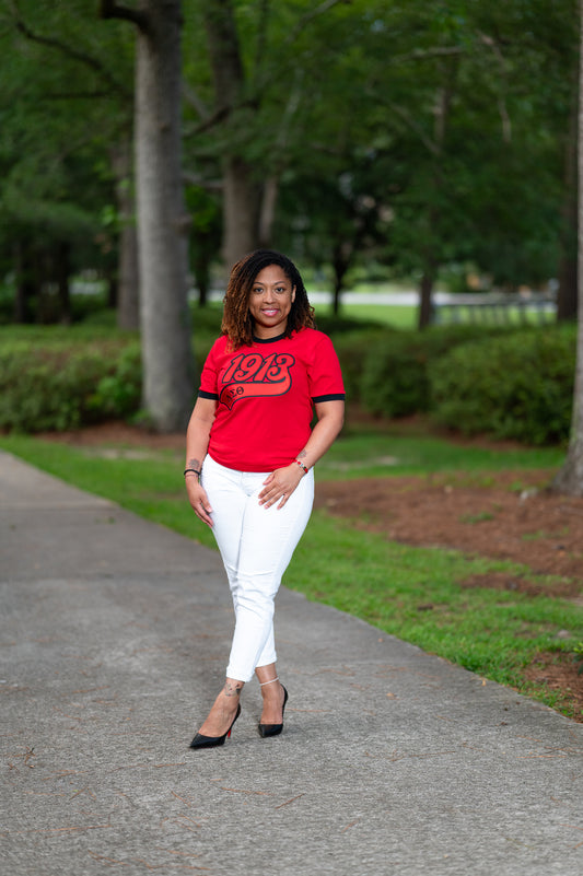 Embroidered 1913 Ringer T-Shirt - Delta Sigma Theta