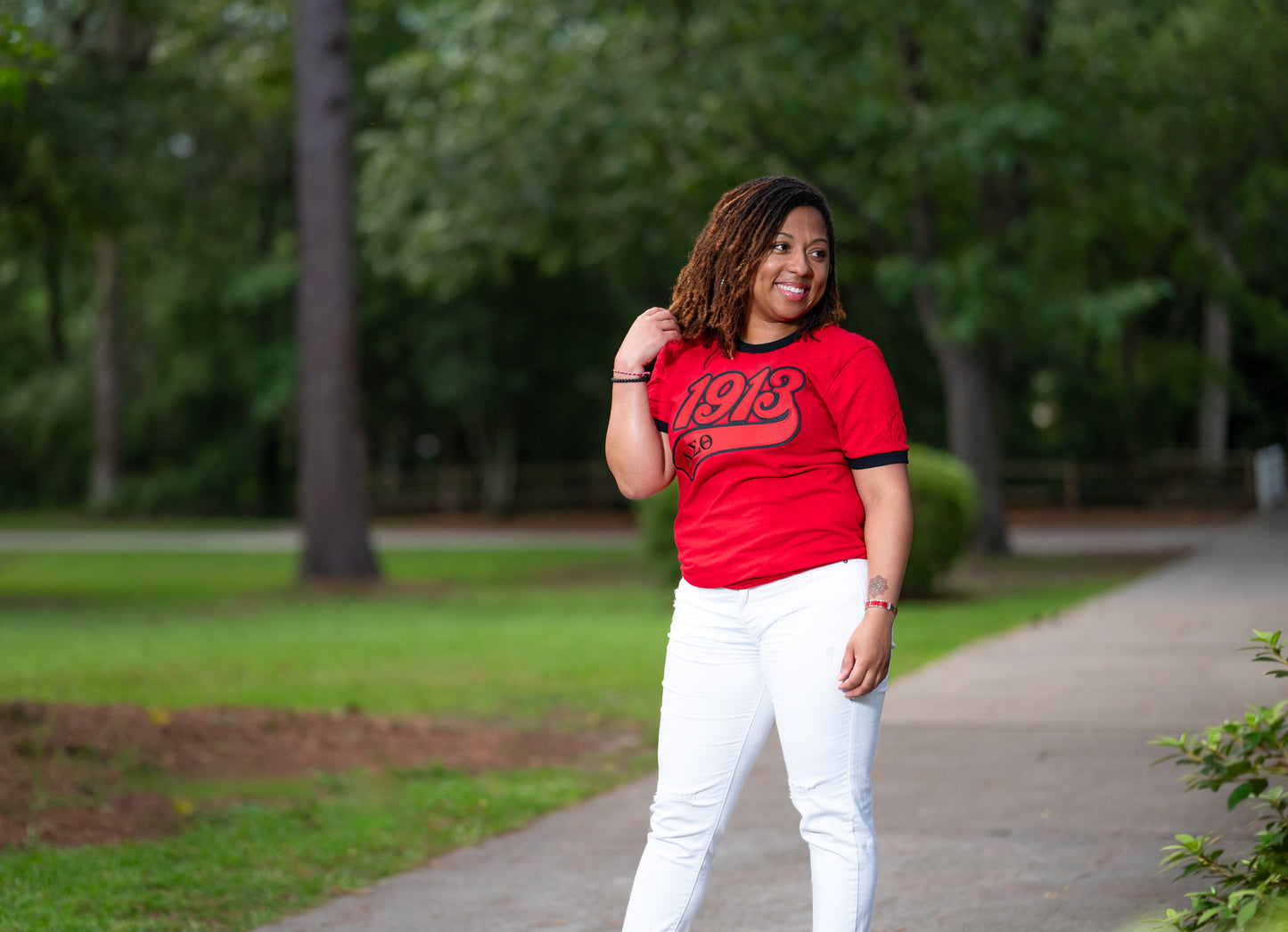 Embroidered 1913 Ringer T-Shirt - Delta Sigma Theta
