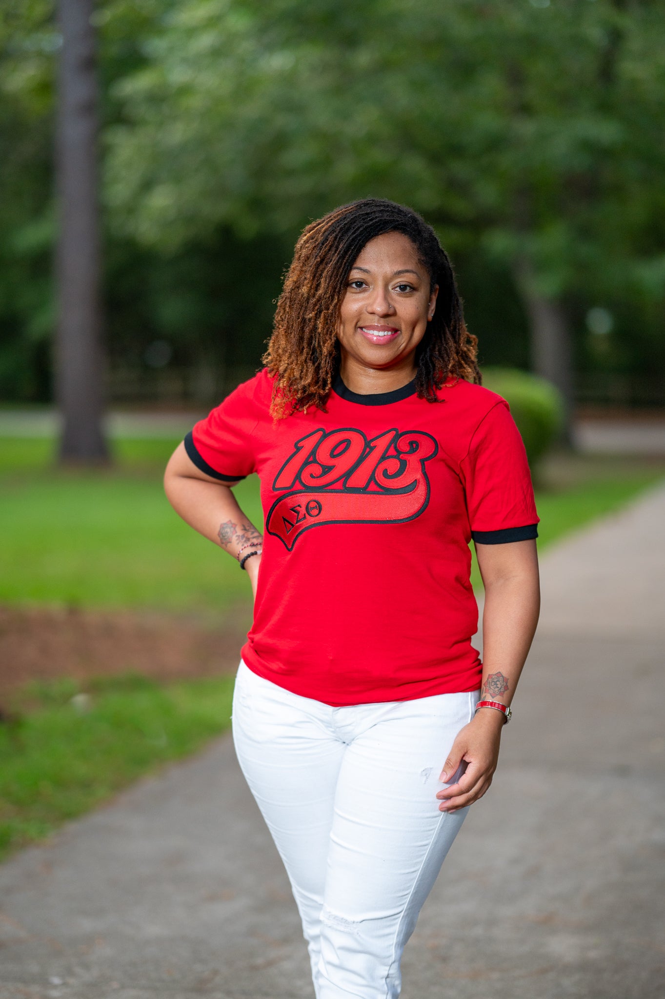 Embroidered 1913 Ringer T-Shirt - Delta Sigma Theta