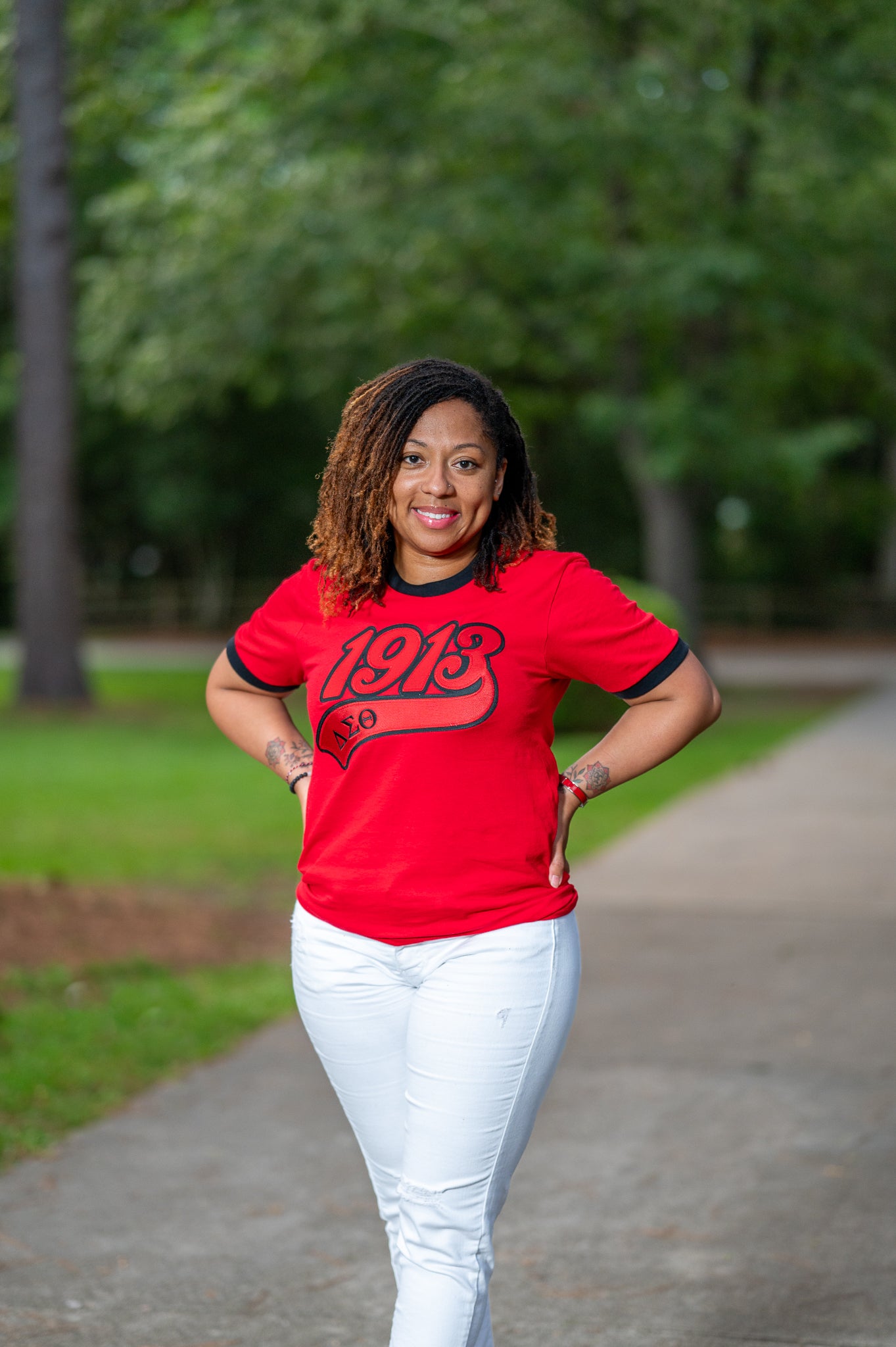 Embroidered 1913 Ringer T-Shirt - Delta Sigma Theta