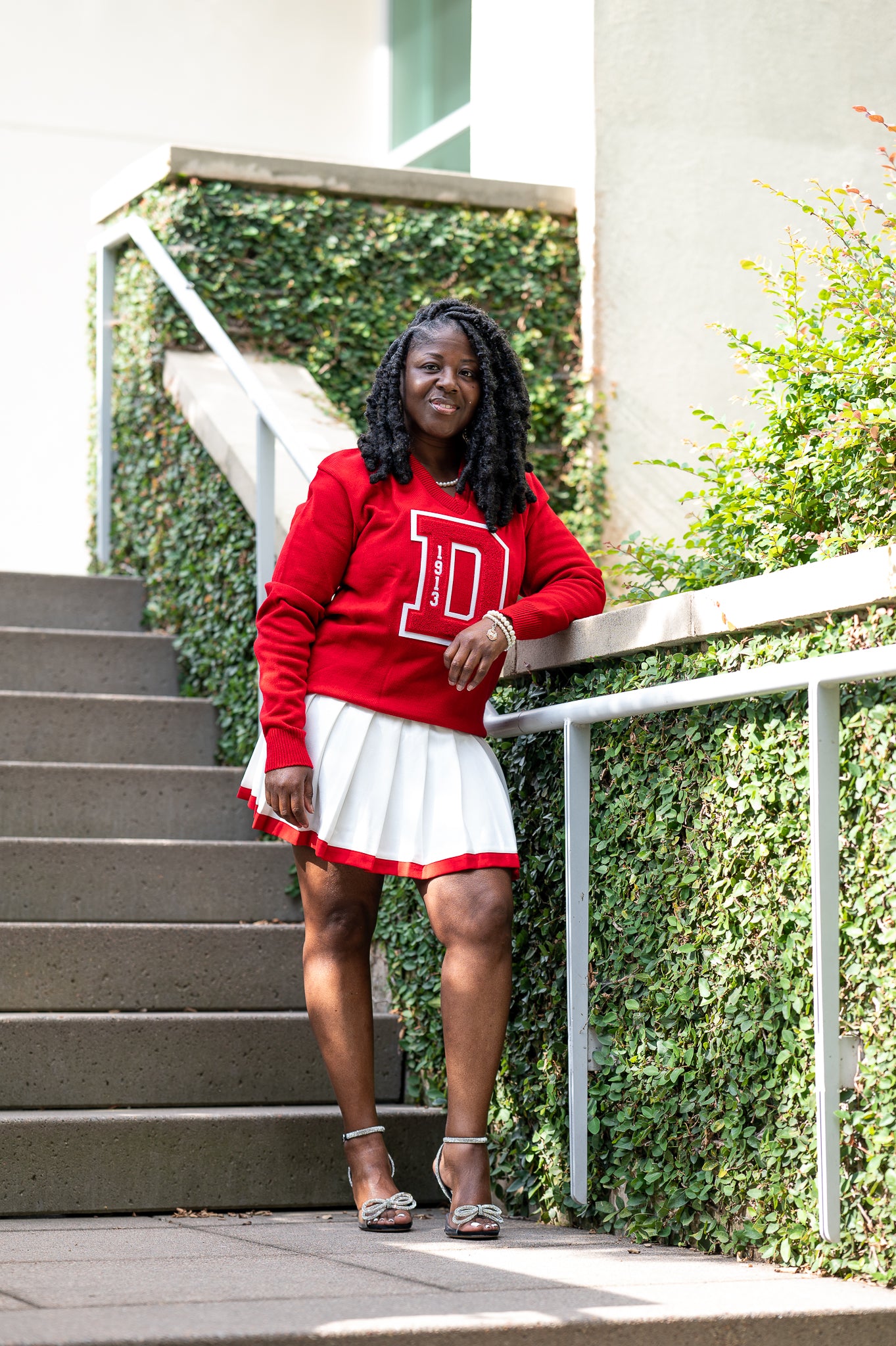 Chenille Varsity D V-Neck Sweater