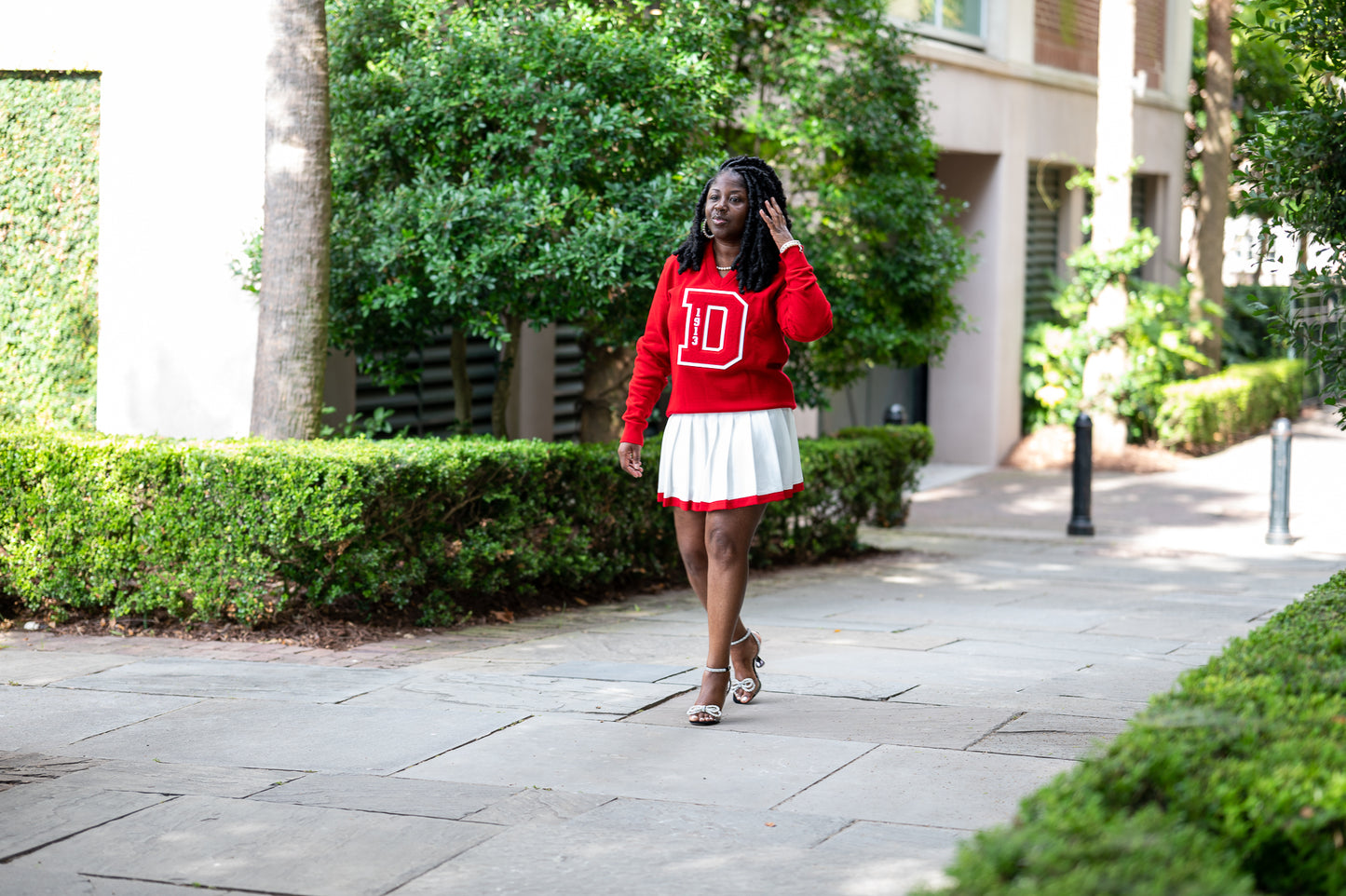 Chenille Varsity D V-Neck Sweater