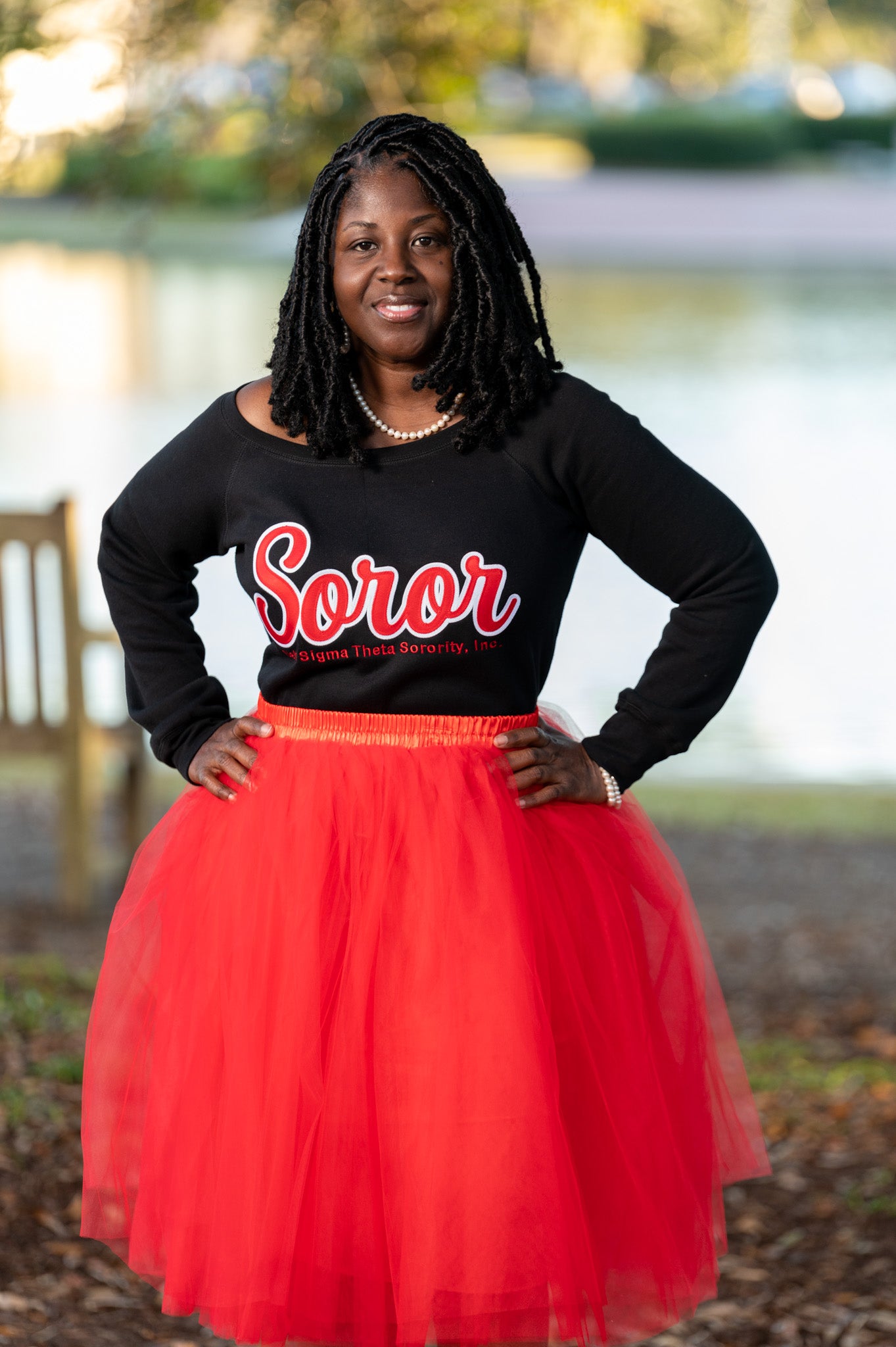 Soror of Delta Sigma Theta Slouchy Shoulder Top
