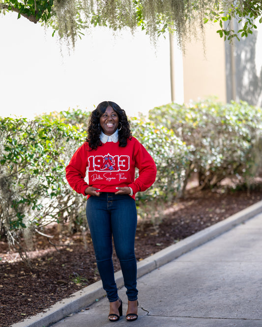 Violets and Pearls 1913 Chenille Delta Sweatshirt