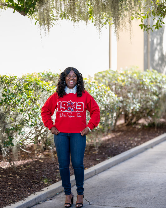 Violets and Pearls 1913 Chenille Delta Sweatshirt